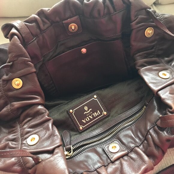 Prada Brown Leather Drawstring Tote Bag - Picture 10 of 10